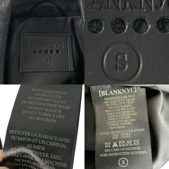 BlankNYC Faux Leather Biker Studded Jacket S Black Zipper Cuffs Zip Front Moto - Picture 4 of 13